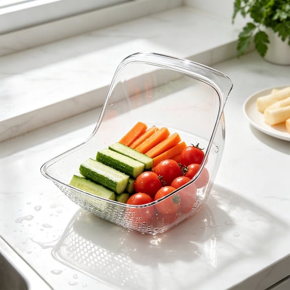Sloped Bottom Colander Basket Plastic Fruit Vegetable Washer For Kitchen Sink
