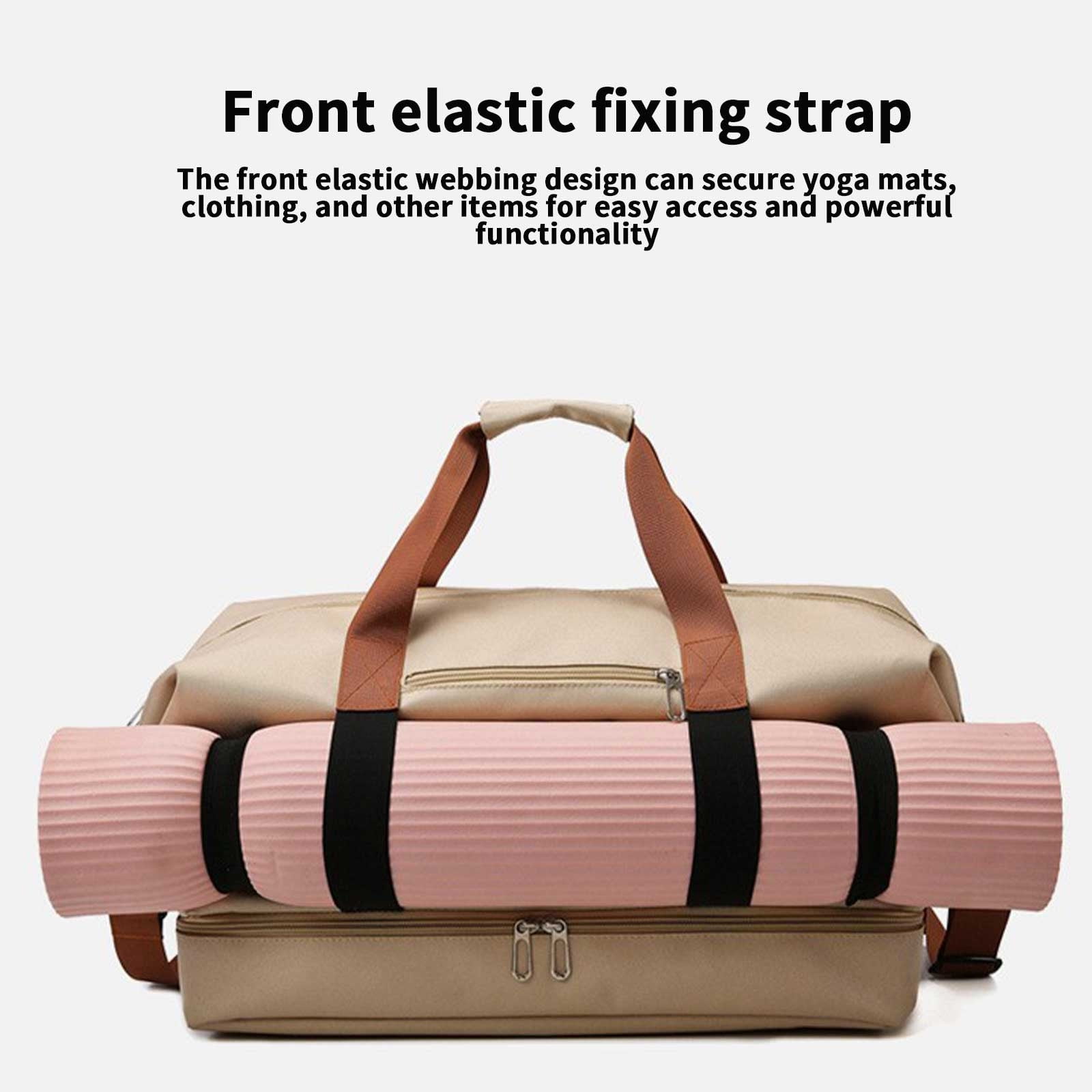 LACKUST Travel Duffel Bag, Shoe Compartment, Sports Gym, Folding Organizer, Sport,Khaki