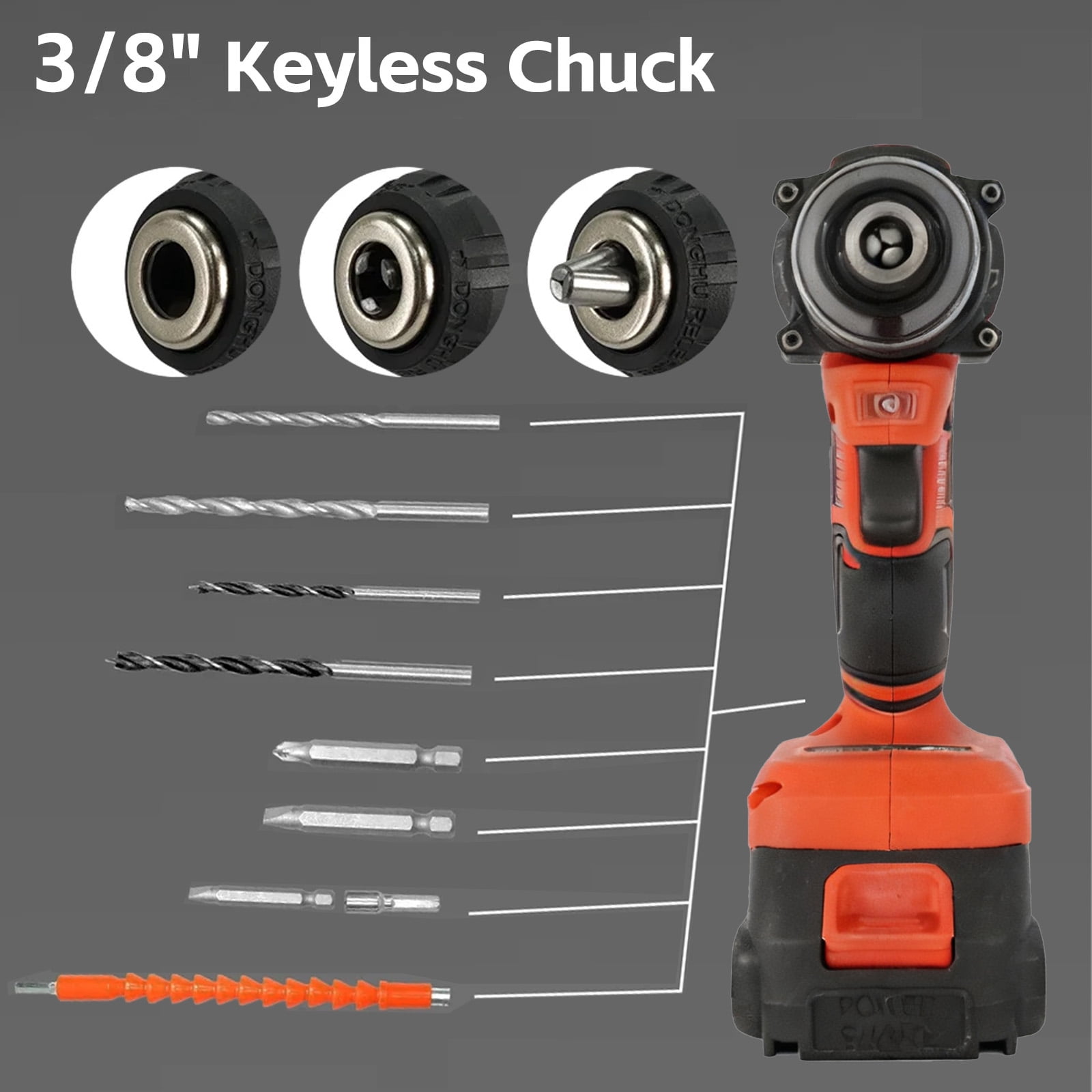 SUSUZI 48V Cordless Drill Set - 60Nm Max Torque, 34Pc Accessories, 2-Speed (0-1300 RPM), 3/8" Keyless Chuck, LED Light & Fast Charger - Power Drill for Wood/Metal/Brick DIY Projects
