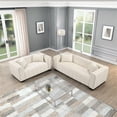 thumbnail image 2 of Rnfurnishings2-Piece Living Room Furniture Velvet fabric Sofa+Loveseat Set-Beige, 2 of 9