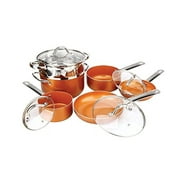 Copper Pan 10-Piece Luxury Induction Cookware Set Non-Stick, 21.5 x 11.5 x 11 inches Light color