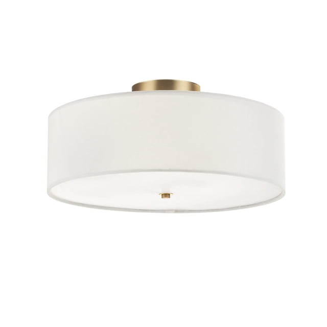 Lámpara de techo GLOBE 60998, latón mate y lino blanco, 2 luces