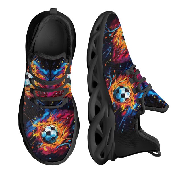 Zapatillas deportivas informales con diseño de fútbol moderno, ligeras, antideslizantes, con plataforma, cómodas, con cordones y malla