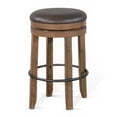 thumbnail image 3 of Yael Swivel Backless Barstool Set of 2, Gray Faux Leather, Brown Wood, 3 of 7
