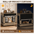 thumbnail image 5 of Aukfa 42.1-Inch Large Dog Crate Furniture, Indoor Dog Kennel Decorative Pet Cage End Table, Lift-Up Door, Curtain & Wheels,Greige, 5 of 9