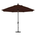 thumbnail image 3 of 11' Sun Master Series Patio Umbrella With Matted Black Aluminum Pole Fiberglass Ribs Collar Tilt Crank Lift With Sunbrella 1A Forest Green Fabric, 3 of 11