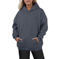 thumbnail image 2 of Oversized Hoodies for Women Casual Long Sleeve Sweatshirts Fall Fashion Warm Sweaters Baggy Hoodie Winter Clothes Dark Gray L, 2 of 5