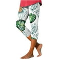 thumbnail image 2 of Capris for Women Casual Summer Print Full Length Pants Stretchable Capri Leggings Plus Size, 2 of 5