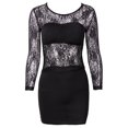 thumbnail image 3 of Été Décontracté Dentelle à Manches Longues Midi Robe Dames Bodycon Col Rond Robe, 3 of 4