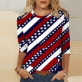 thumbnail image 5 of AKOEE Womens 3/4 Sleeve Tops July 4th Shirts USA-Flag Stars Striped Print Patriotic T-shirts Summer Plus Size (M, Red), 5 of 5