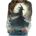 thumbnail image 4 of Kilaqueen Halloween Shirts for Women Long Sleeve Crewneck Witch Graphic Sweatshirts Vintage Festival Pullover Tops Fall Cute Loose Blouses Funny Gifts, 4 of 6