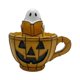 thumbnail image 1 of Lámpara de escritorio con forma de taza de calabaza de Halloween, linda y creativa, con fantasma lector. 15CM Sin boca, 1 of 9