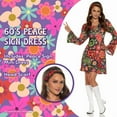 thumbnail image 3 of UNDERWRAPS 60s Peace Sign Dress - Summer Mini Dress, Halloween Costume for Women, Hippie Sundress for Cosplay, 70s Outfits, Disco Dress up, 3 of 7