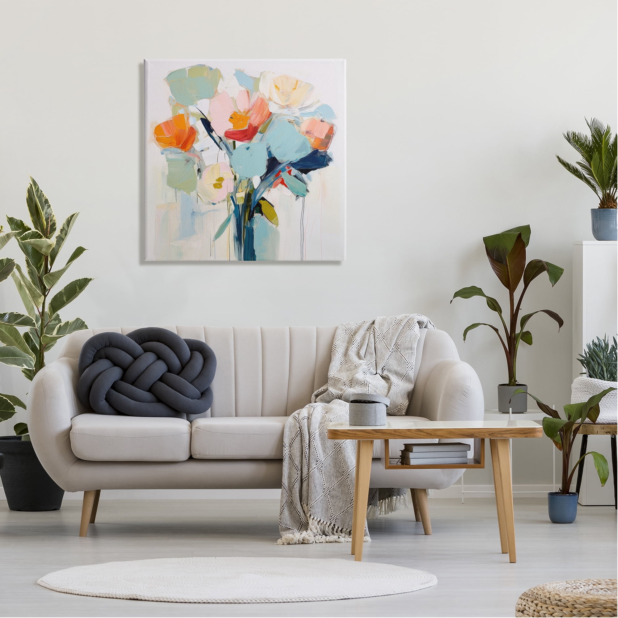 Stupell Industries Pastel Flowers Abstraction Abstract Painting Gallery Wrapped Canvas Art Print Wall Art, 30 x 30