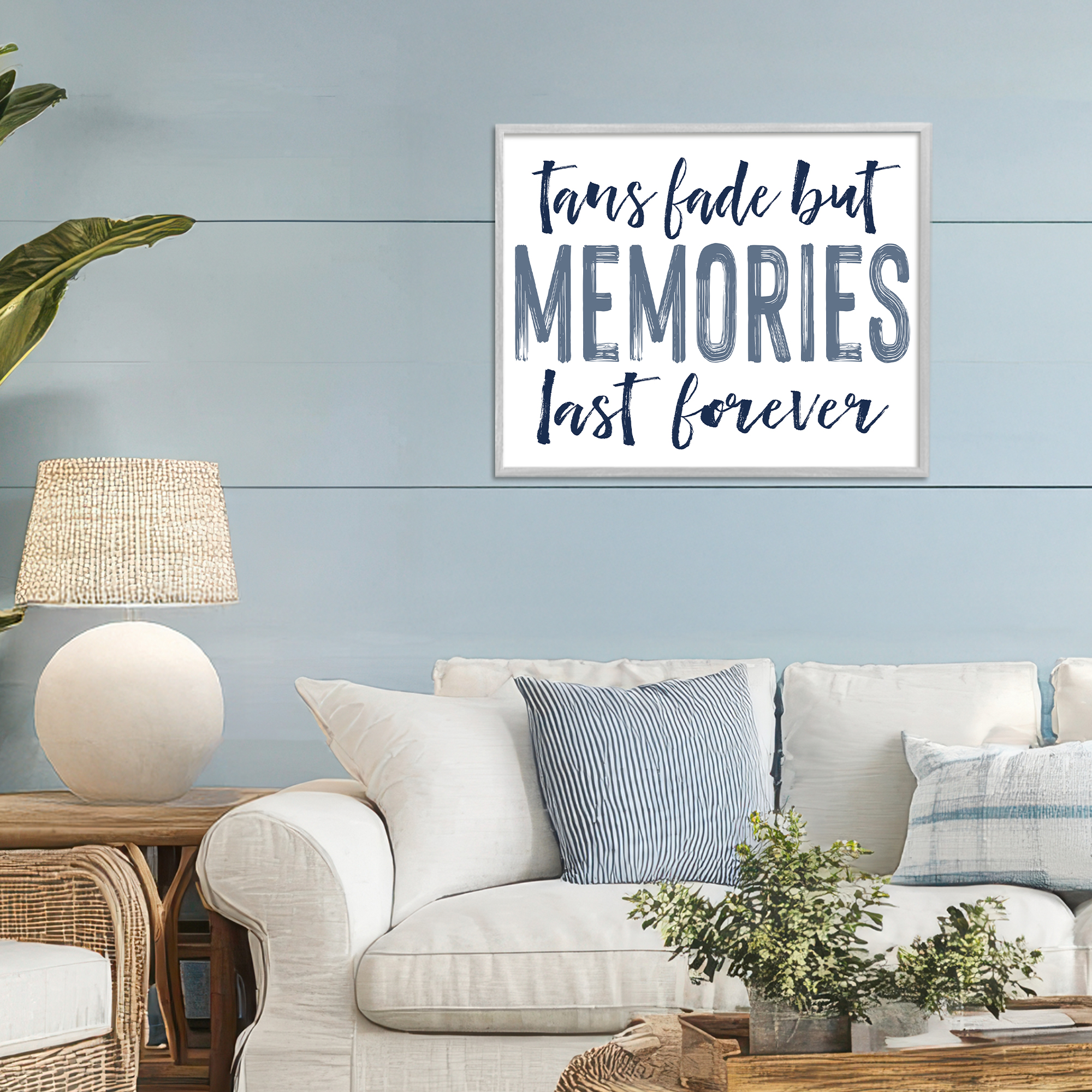 Summer Memories Last Forever Gray Framed Giclee Art, design by Lettered and Lined