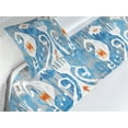 thumbnail image 3 of Ethnic Bed Runner Set, Folk Art Themed Pattern of Ikat Pattern Floral Details Bohemian Motif, Decorative Bedding Scarf & a Pillow Sham for Hotels Homes, Twin, Sky Blue Orange and White, by Ambesonne, 3 of 3