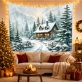 thumbnail image 3 of Snowy Forest Cabin in Winter with Warm Light, Cozy Rustic for Home Decor Enthusiasts, Cabin Wall Art Print, Christmas Gift Tapestry Wall Hanging for Bedroom and Living Room, 3 of 7