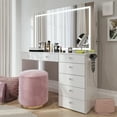 thumbnail image 6 of Boahaus Zoe Vanity Set with LED Mirror, Bluetooth Speakers, and Ample Storage, White, 6 of 10