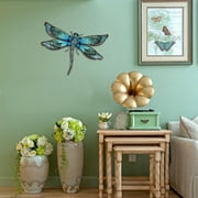 LIFFY Metal Dragonfly Wall Decor - Outdoor Garden Art for Patio, Living Room, Bedroom - Dragonfly Gifts (14inch, Metal & Glass)