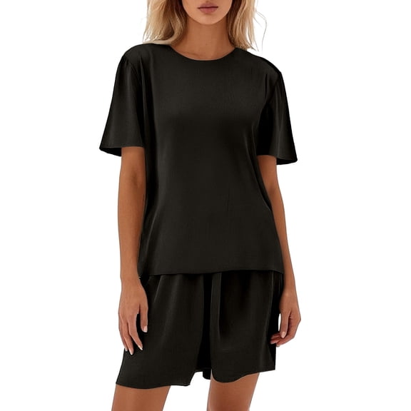 MuXiKeJi Clothes Womens 2 Piece Sweater Short Sets 2026 Summer Vacation Outfits Short Sleeve Knit Collared Tops Matching Lounge Set