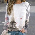 thumbnail image 2 of Eiffel Tower Womens Oversized Sweatshirts Hoodies Crewneck Casual Tops Comfy FallWinter Clothes 2024, 2 of 7