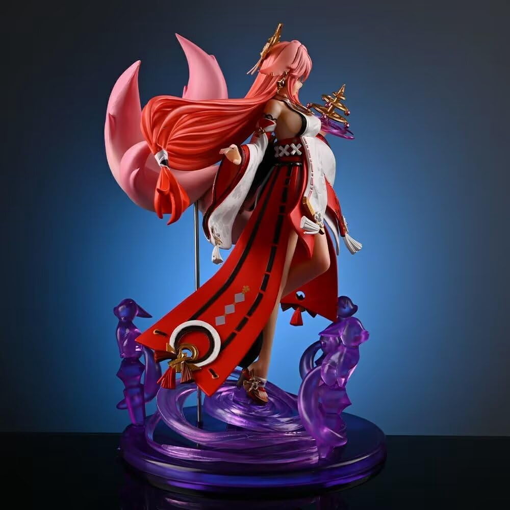 Yae Miko Figure Genshin Impact Nine-Tailed Fox Yae Miko Anime Figures 24cm/9.4inch PVC Handmade Game Model Statue Collectible Craft Gift