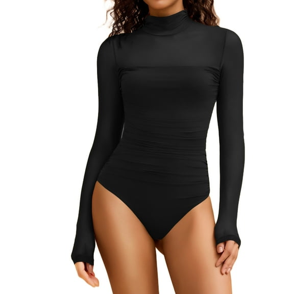 Avidlove Women Long Sleeve Shapewear Bodysuit Turtle Neck Body Suits Mesh One Piece Leotard Fall Tops