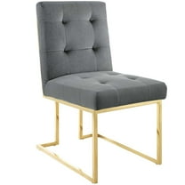 Modway Privy Gold Stainless Steel Performance Velvet Dining Chair in Gold Charcoal