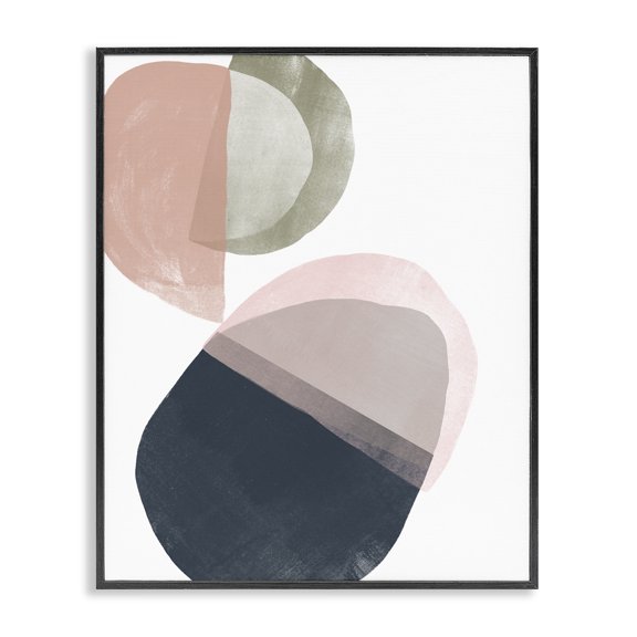 Stupell Industries Modern Asymmetrical Capsule Abstraction Blue Green Pink Black Framed Giclee Art, 11 x 14, by June Erica Vess