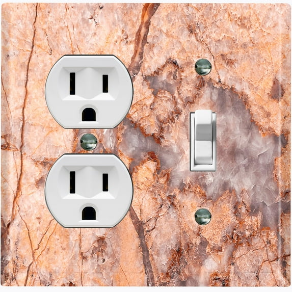 Metal Light Switch Plate Outlet Cover (Image of Marble Red MAR062)