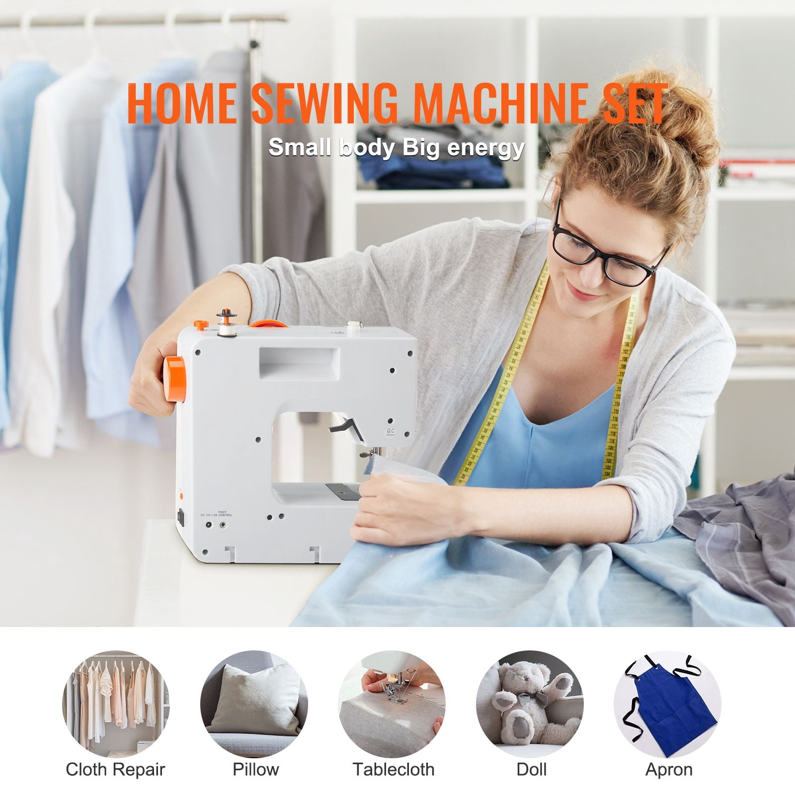 Sewing Machine, Portable Sewing Machine for Beginners with 38 Built-in Stitches & Reverse Sewing, Dual Speed Sewing Machine with Extension Table Foot Pedal, Accessory Kit Family Home Travel