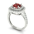 thumbnail image 2 of 1.615 ctw Solitaire with Zirconia Diamond Accents Anniversary Ring for Women | Round Cut Natural Garnet | Hyperallergenic Solid 18K White Gold, 2 of 5