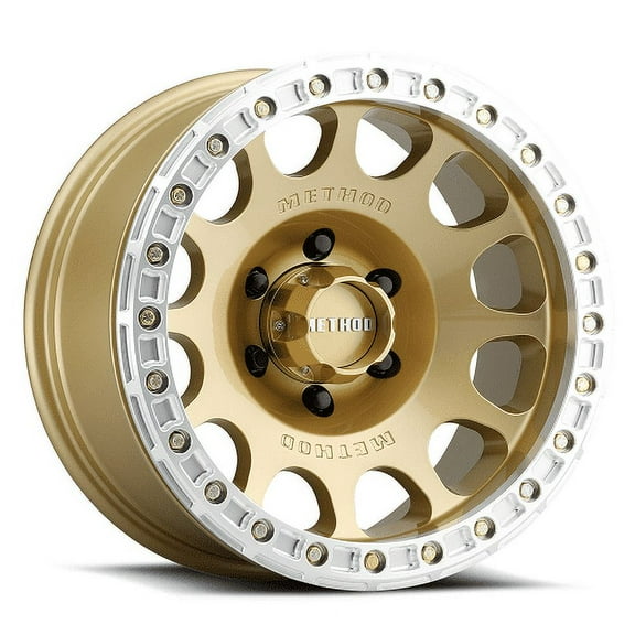 17x9 Method MR105 V3 Beadlock Gold Wheel 5x5 (-38mm) Fits select: 2015-2019,2021 JEEP WRANGLER UNLIMITED