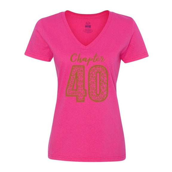 Inktastic Chapter 40 Fortieth Birthday Leopard Print Women's V-Neck T-Shirt