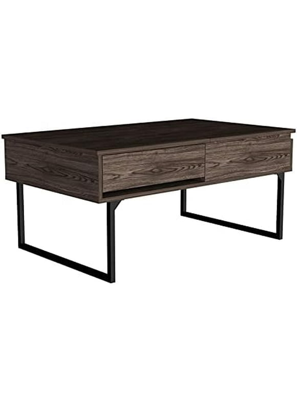 Modern Engineered Wood Brown Walnut Luxor Lift Top Coffee Table