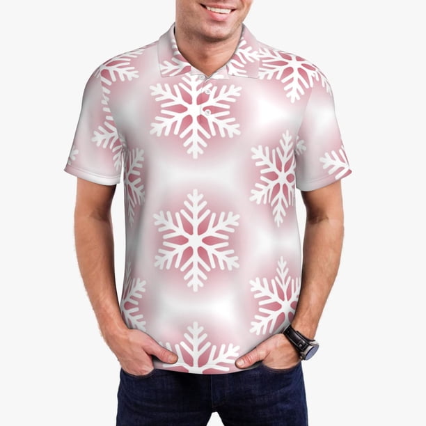 Balery Christmas Snowflakes Camisa Polo de Hombre con Estampado, de Manga Corta y Tejido Medio, Camisa Tipo Golf Polo-Medium