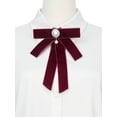 thumbnail image 4 of INSPIRE CHIC Velvet Ribbon Heart Beads Bow Tie Brooch Suitable for Women Girls Bow Tie Pre-tied Bow Pin Corsage Neckline AccessoriesOne Size Burgundy, 4 of 5