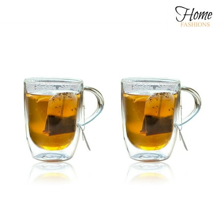 - Home Fashions 10 Ounce Double Wall Insulated Coffee Tea Glasses Cups Mugs, Set of 2