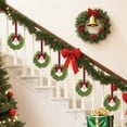 thumbnail image 3 of 6Pcs 11.81in Artificial Norfolk Pine Christmas Cabinet Wreaths, Mini Wreath with Red Velvet Bow & Golden Bells, Hanging Wreath for Kitchen Cabinet Door Window Indoor Outdoor Holiday Decor, 3 of 8