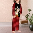 thumbnail image 4 of Conjunto De Pijamas De 2 Piezas Conjunto de pijama familiar de 2 piezas Conjunto informal de manga larga con estampado de alce y pantalones Traje diario Cgtredaw Chica Rojo 0-2T para Niño, 4 of 5