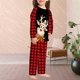 thumbnail image 4 of Conjunto De Pijamas De 2 Piezas Conjunto de pijama familiar de 2 piezas Conjunto informal de manga larga con estampado de alce y pantalones Traje diario Ygjytge Chica Rojo 7-8T para Niño, 4 of 5