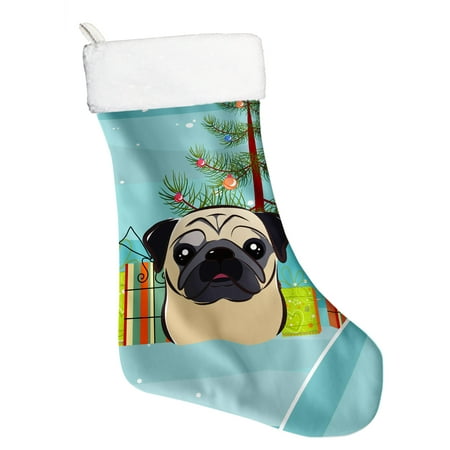 Christmas Tree and Fawn Pug Christmas Stocking