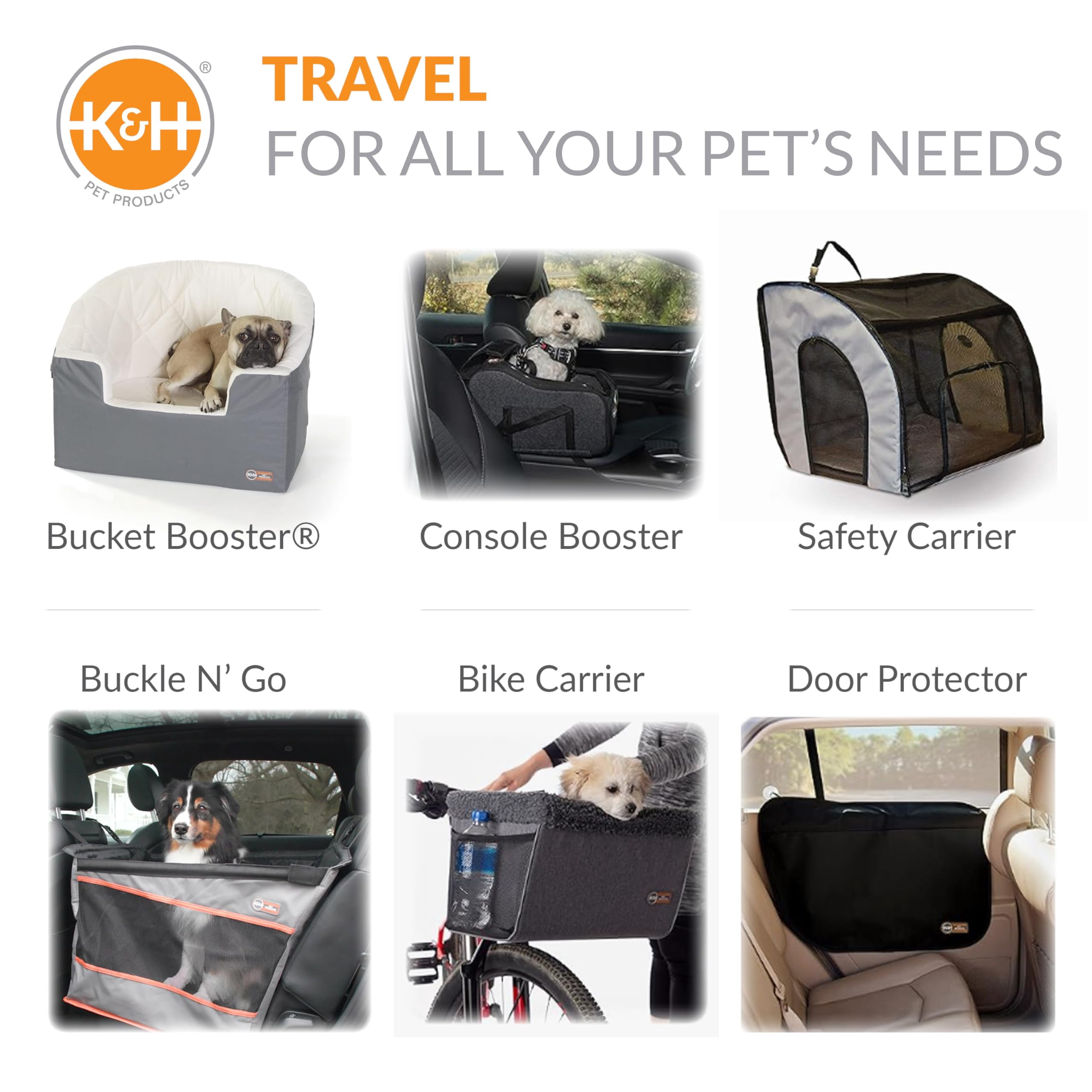 Bucket Booster Dog Car Seat  Belt Secured 2 Safety Leashes Washable Covers Sturdy Seats For Cats & Dogs - Small Gray/cream