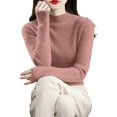thumbnail image 2 of Yigetop Chandail à Col, pour Femmes et Hiver Couleur Unie Rétro Ajusté Demi-Col Montant Chandail à Enfiler Chandail de Base Col Roulé Chandails pour Femmes Rose TG, 2 of 5