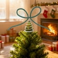 thumbnail image 6 of Christmas Tree Topper - Metal Rhinestone Bow Tree Top Decor with Spring Base for Holiday Decorations, 6 of 7