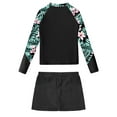 thumbnail image 2 of TTAO Big Girls Rash Guard Swimsuit 2 Piece Long Sleeve Bathing Suit Swim Tops with Booty Shorts Set Black 14, 2 of 5