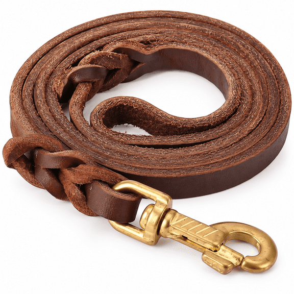 6ft Leather Dog Leash for Large Medium Dogs Heavy Duty Training Leash