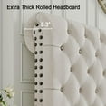 thumbnail image 3 of Merluxy Queen Bed Frame with Upholstered Tufted Sleigh Headboard, Velvet Cream, 3 of 9