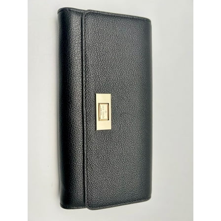 Kate Spade Lucia Refined Grain Leather Large Slim Wallet Clutch Black