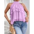 thumbnail image 5 of Women's Layered Ruffle Hem Sleeveless Halter Chiffon Blouse Flowy Tank Tops L, 5 of 10
